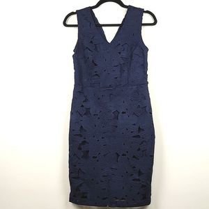 Banana Republic Navy Lace Overlay Sleeveless Sheath Dress NWT